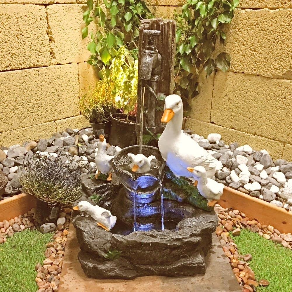 Duck Family Animal Solar Powered Water Feature With Water Tablets,Waterfall, Water Fountain, Garden Decoration, Garden Feature