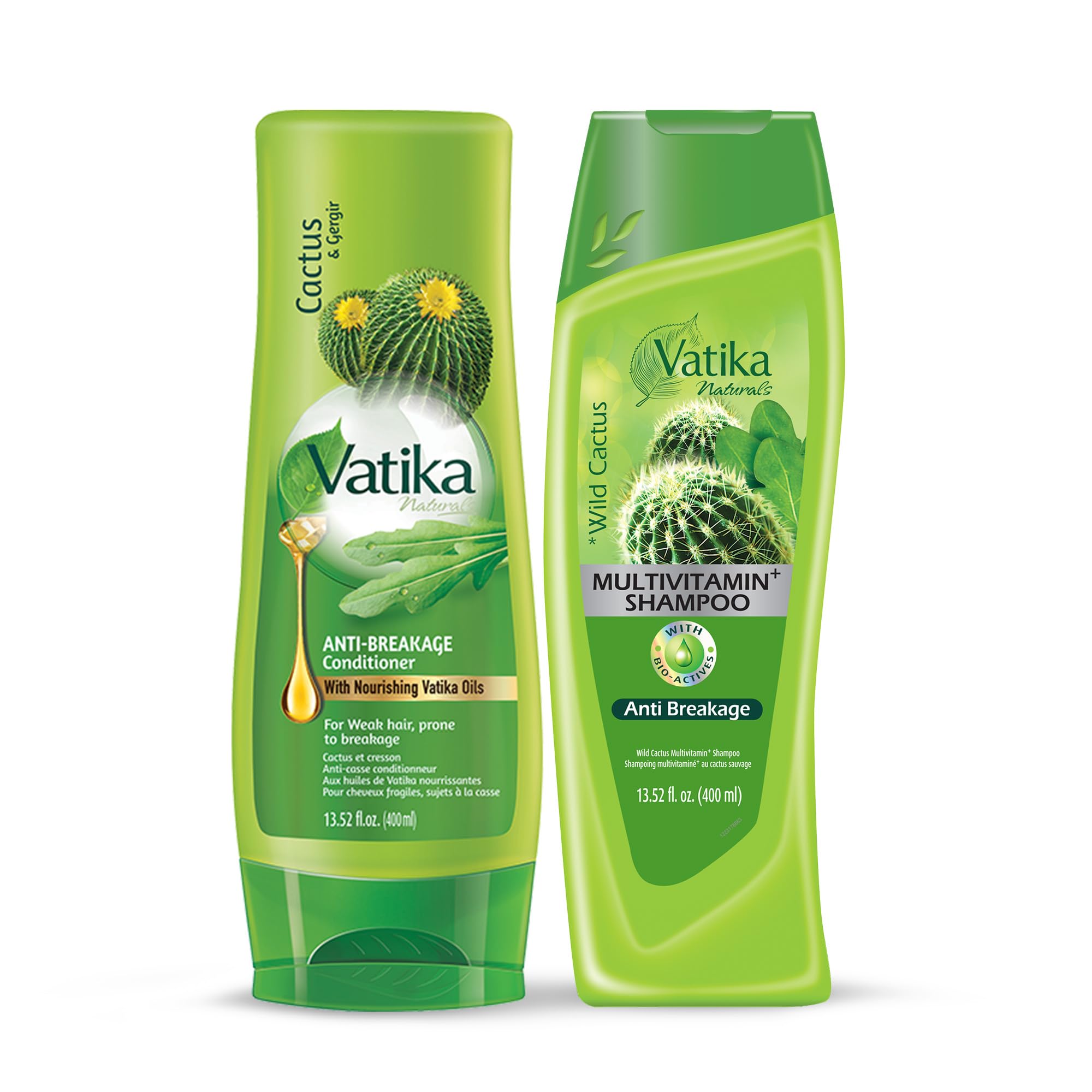 Vatika Naturals Cactus Shampoo & Conditioner Combo – Strengthens Weak Hair, Repairs Damage, Deeply Hydrates & Reduces Breakage, With Cactus & Henna for Smooth, Healthy Hair, 400ml