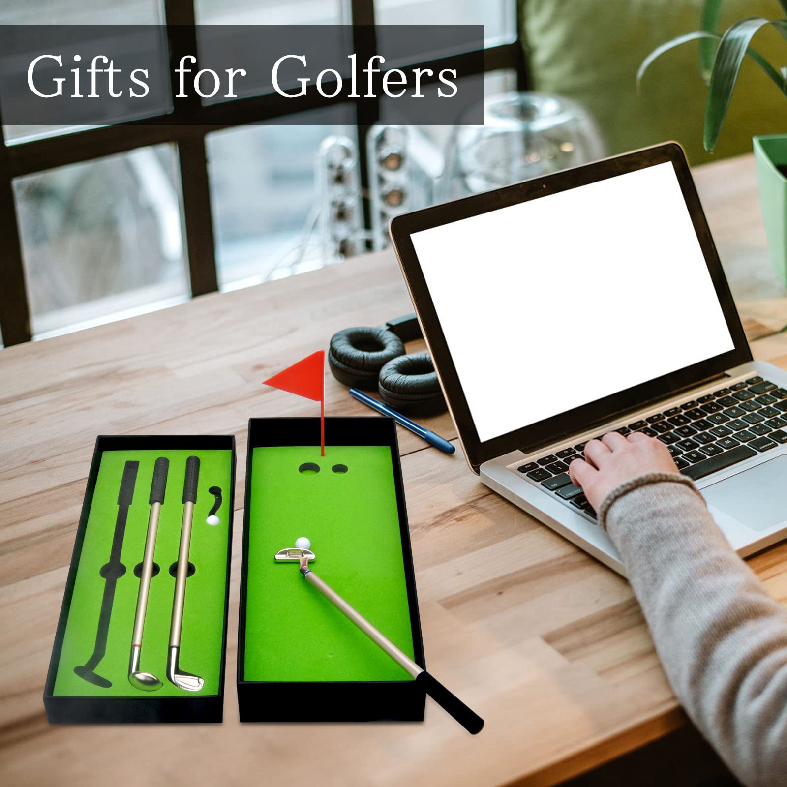 DAWRIS Set di Penne da Golf, Regalo da Golf da Tavolo 3 Bastoncini con Mini Penna a Sfera