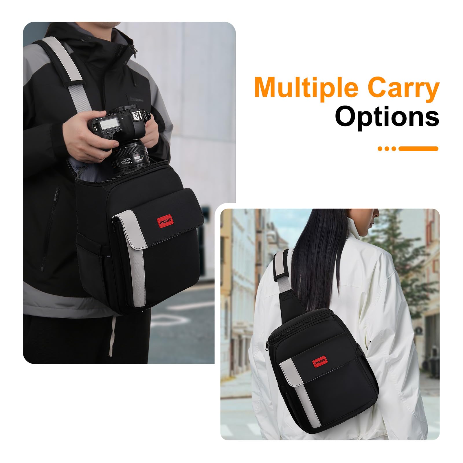 MOSISO Borsa Fotografica Piccola a Tracolla per Fotocamere | DSLR/SLR/Mirrorless, Custodia Imbottita con Tasca Frontale e Parapioggia, Borsa Fotografica per Canon/Nikon/Sony, Nero