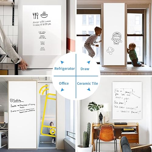 Miniatura 7 de Calcomanía de pared para pizarra blanca de borrado en seco autoadhesiva papel para pegar para escuela oficina hogar dibujo para niños con 3
