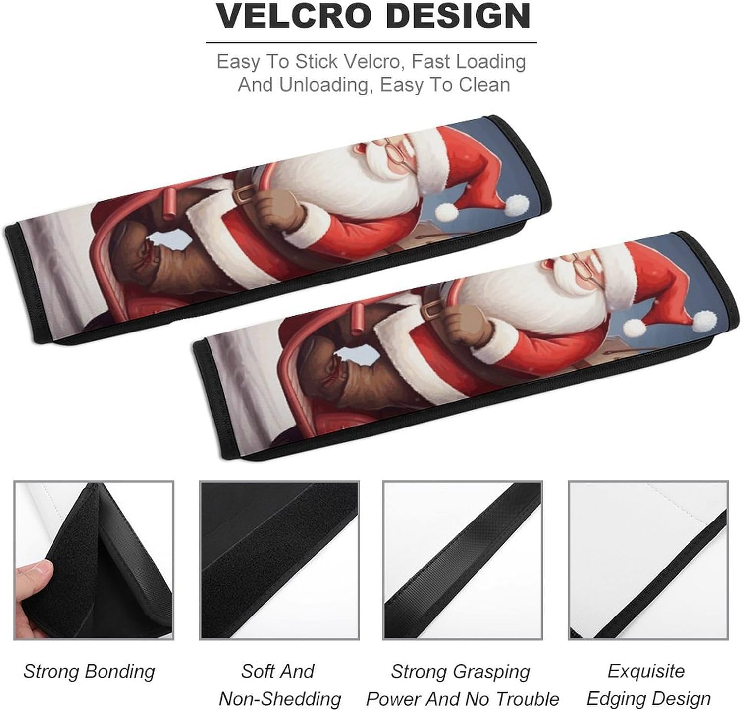 2 PCS Super Soft Car Seat Belt Pad, Cute Santa Claus on Scooter Printed Waterproof Sweat-Absorbing Seat Belt Covers Backpack Shoulder Pad for All Car Seats Baby Strollers