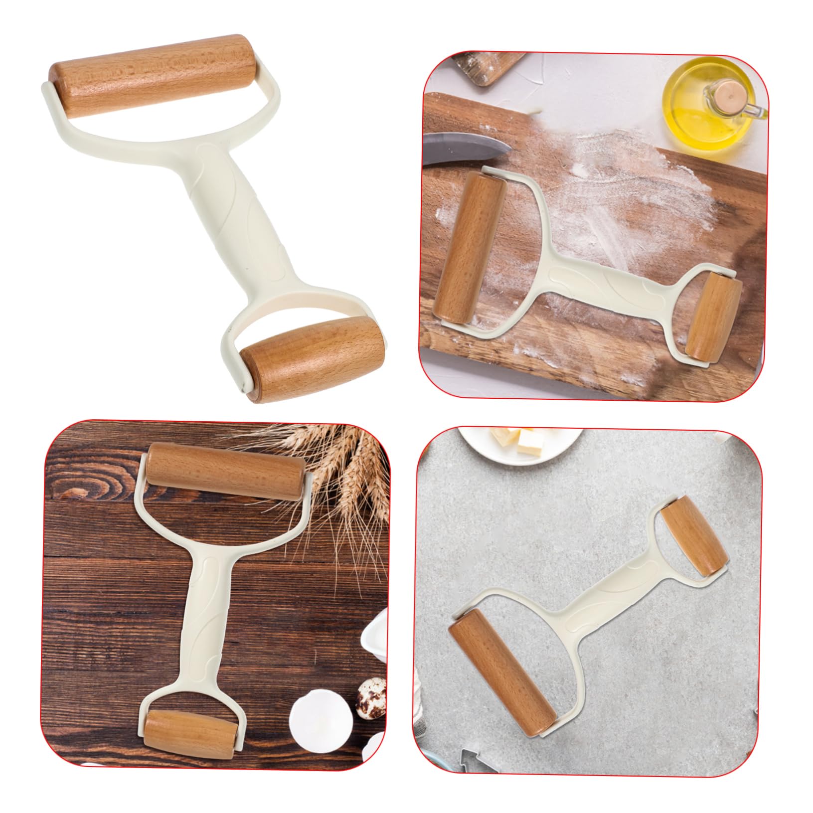 IMIKEYA 5piezas Rodillo De De Doble Para Hornear Utensilio De Cocina Para Pizza y Pastelería Rodillo De Madera y De Limpiar