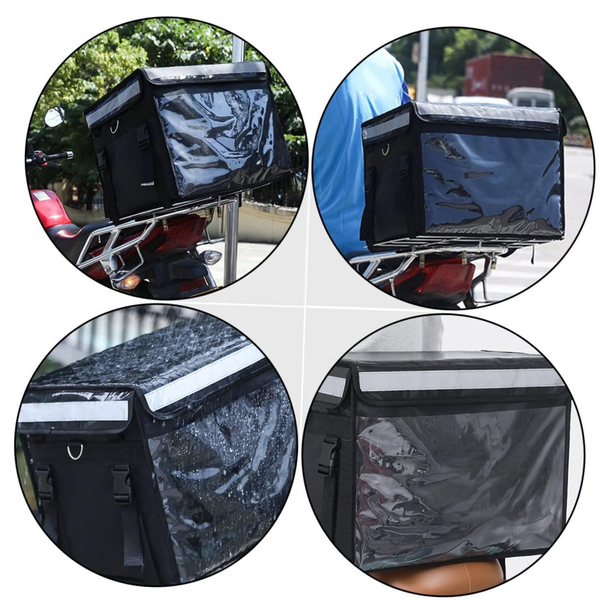 Contenitore per Alimenti da Asporto Isolato 32L Oxford Nero Scatola Termica Ispessita Maniglie Portatile per Catering Picnic e Trasporto Ordini