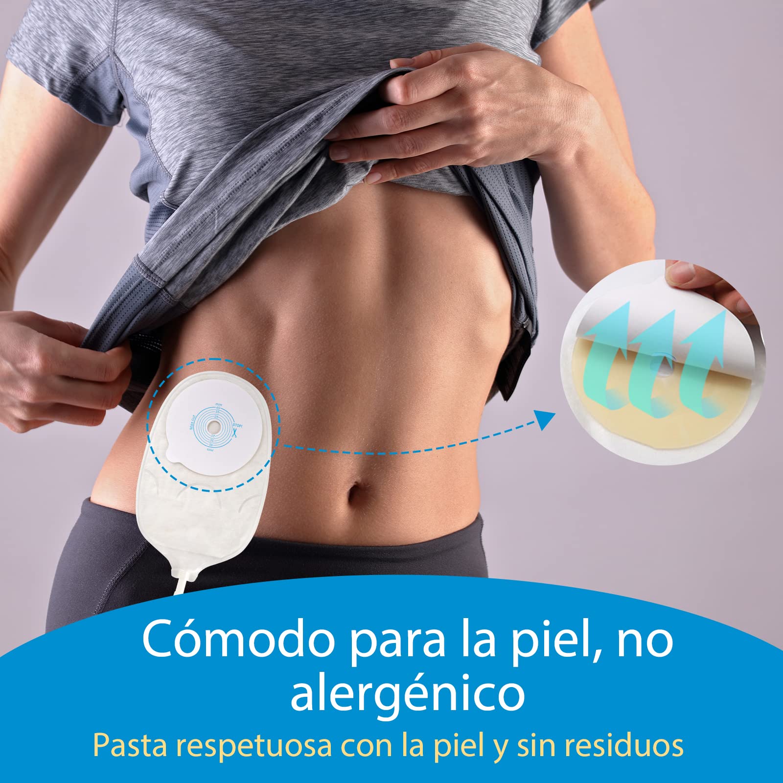 Bolsa Para Estoma Una Pieza Urostomía Suministros Diseño Antirretorno Cortar 15-45 Mm