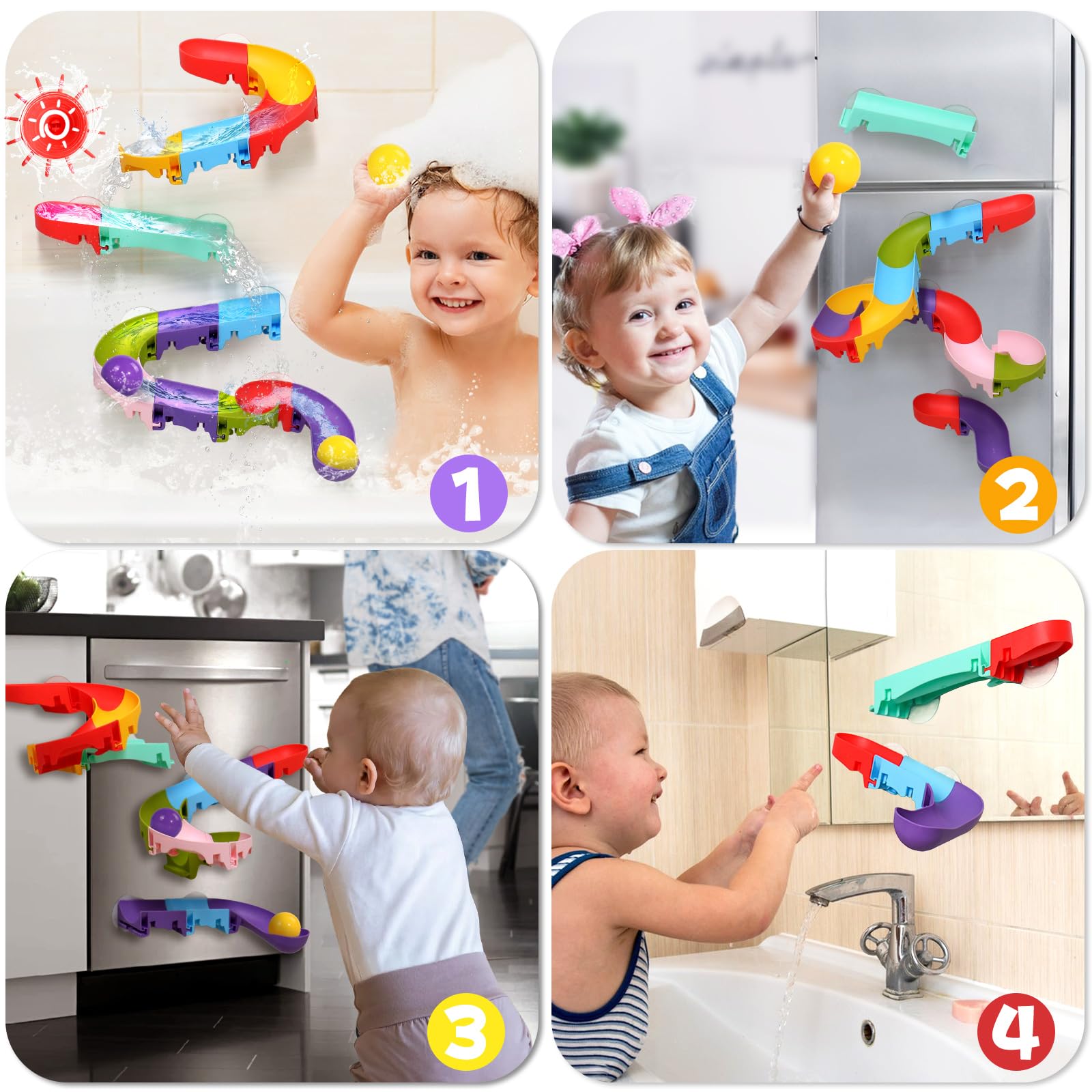 Juguetes de baño para niños de 1 a 3, 3 a 5 años, juguetes de baño para bricolaje resbaladizos, divertidos juguetes para baby shower, regalos de cumpleaños de Navidad para niños y niñas, hora 5