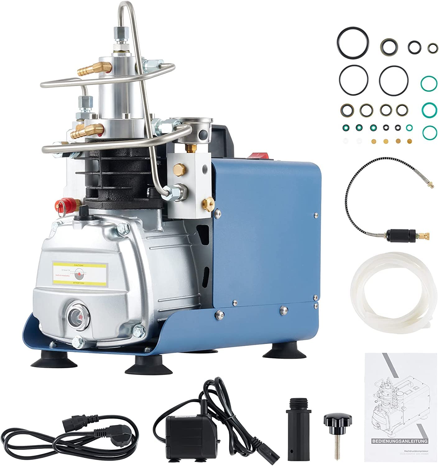 CREWORKS Compressore PCP 300 Bar Pompa PCP Aria Alta Pressione 30MPA Compressa con Pistola d’Aria 4350PSI Compressore d’aria Air Compressore Pump PCP Sospensione (senza Pressione Preimpostata)
