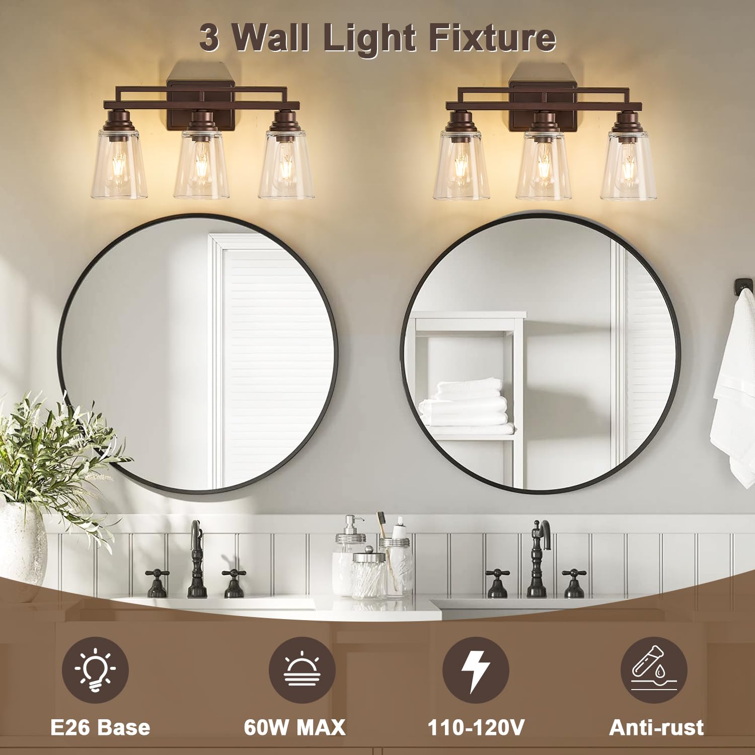 Refice Bathroom Vanity Lights, Bathroom Light Fixtures Over Mirror