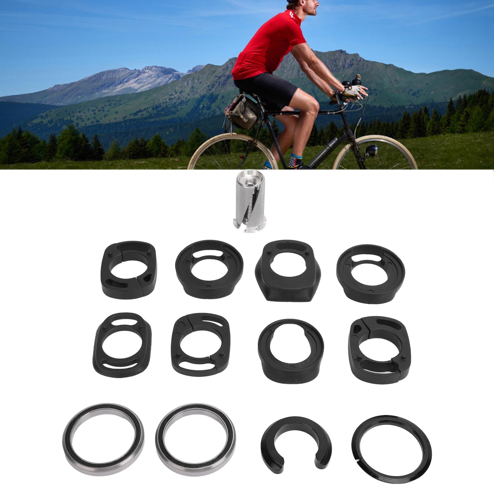 Juego de dirección para bicicleta con soporte de procesamiento CNC, espaciador de enrutamiento interno, tapa superior inferior y juego de cojinetes para bicicletas de montaña.