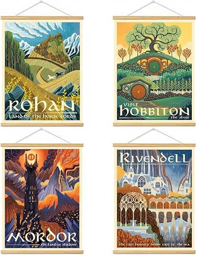 Meksular Arte de pared de paisaje de la Tierra Media, pintura en lienzo, carteles de fantasía, imágenes de pared, para regalo de viaje, arte en