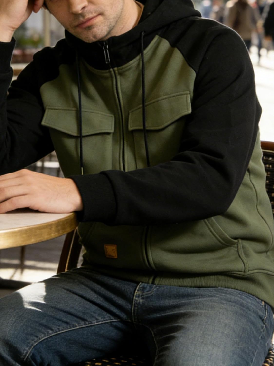 Zipper Hoodies for Men Spring Fall Vintage Tactical Hoodie Casual Long Sleeve Cargo Sweatsuit Winter Zip Up Jacket - Image 4