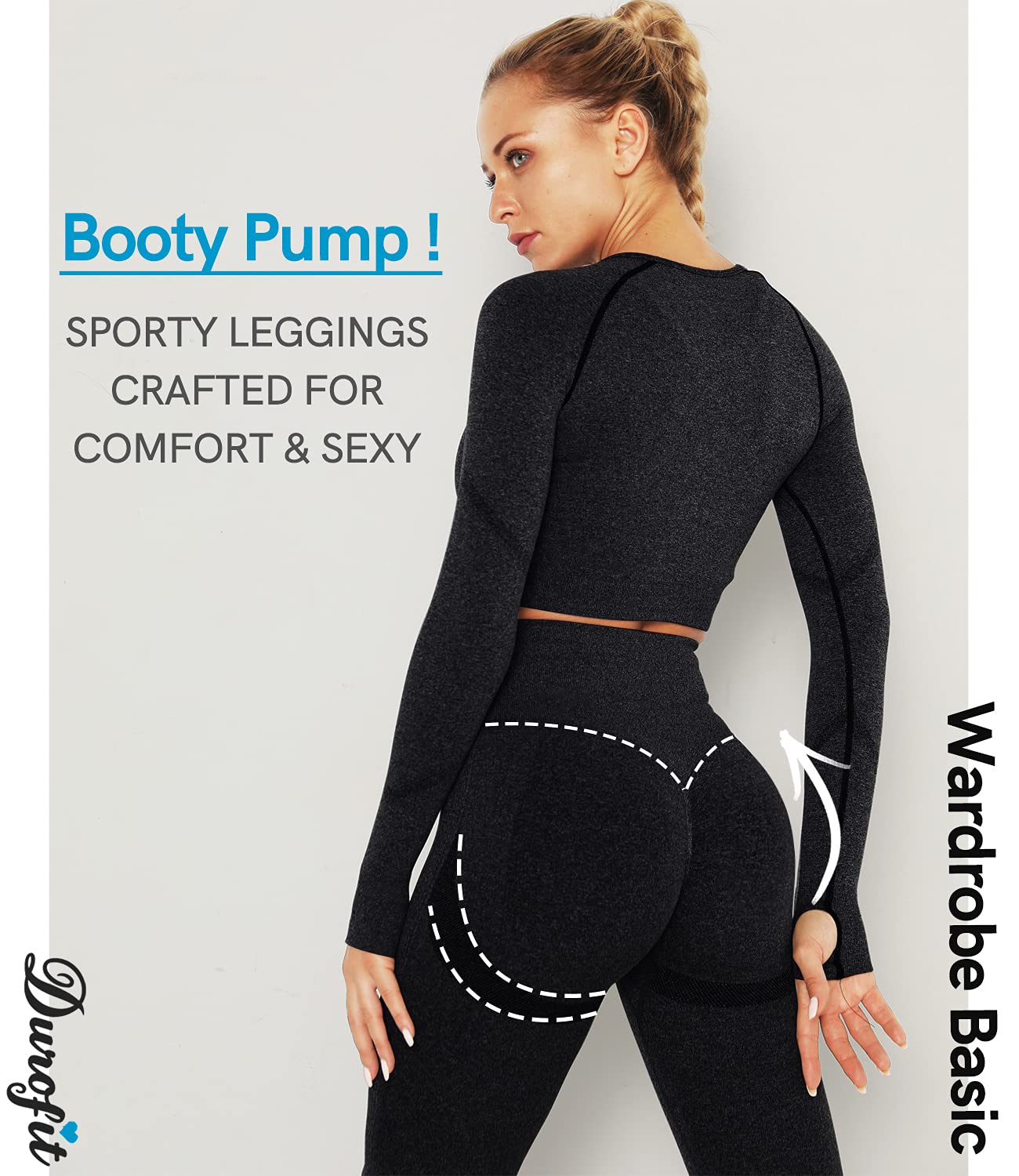 DUROFIT Leggins Donna Push up Leggings Sportivi Vita Alta Anticellulite Pantaloni Palestra per Fitness Yoga Pant