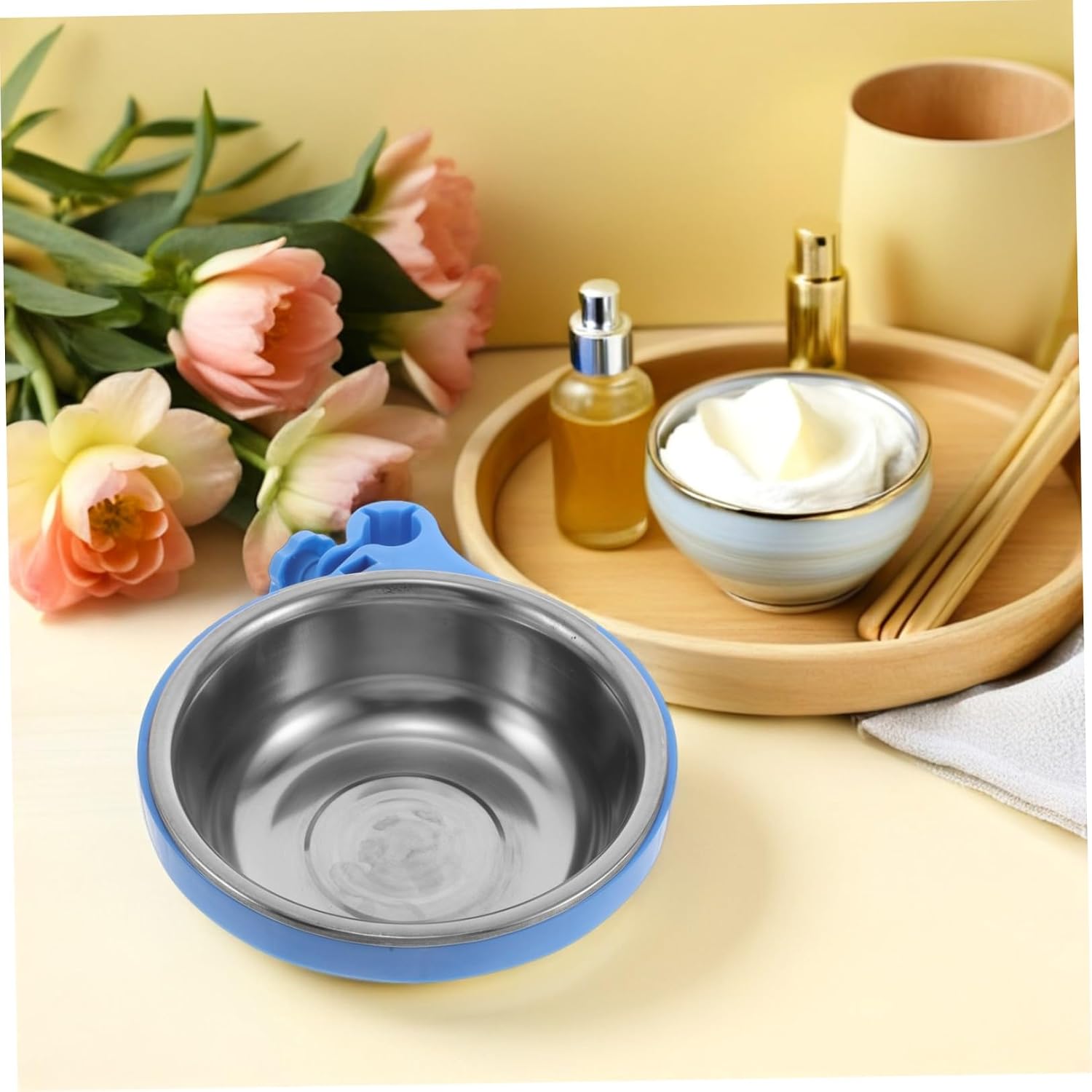 VILLCASE Facial Washbasin Spa Facial Care Bowl Storage Accessory with Stainless Steel 2.5cm Diameter Trash Bin Ring Holder for, Beauty Cart for Salon and Spa Equipment