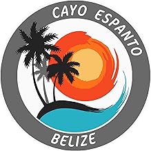 Cayo Espanto, Belize Tropical Scene Decorative Car Truck Window Sticker Decal Vinyl Die-Cut Badge Emblem Vacation Souvenir Travel Gear Ocean Island Beach