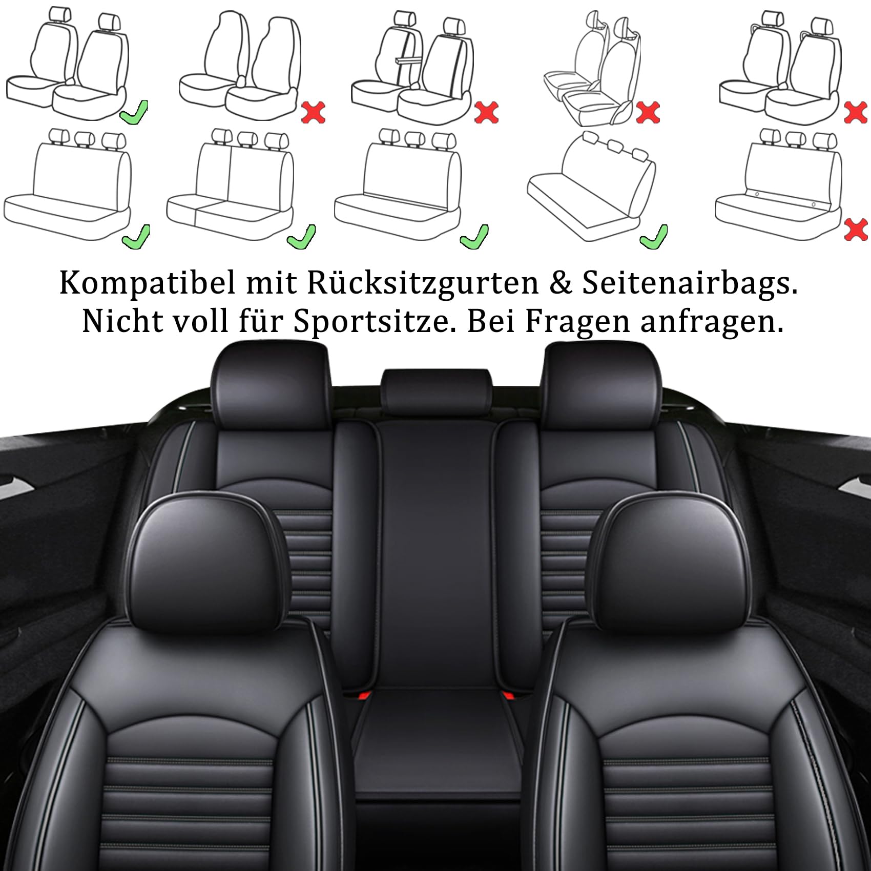 Juego completo de fundas de asiento de coche para Peugeot 2008 206 207 207 SW 208 3008 307 308 308 SW 508 SW - Fundas para asientos traseros, impermeables, resistentes al desgaste, universales