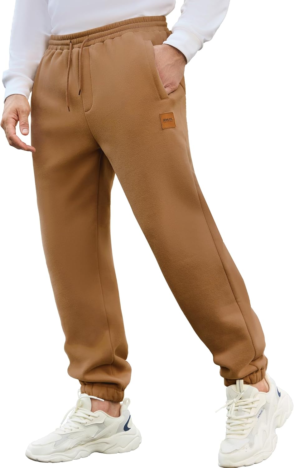 Mens Fleece Sweatpants Loose Fit Tapered Joggers with Drawstring Waist and Pockets Warm Casual Workout Pants