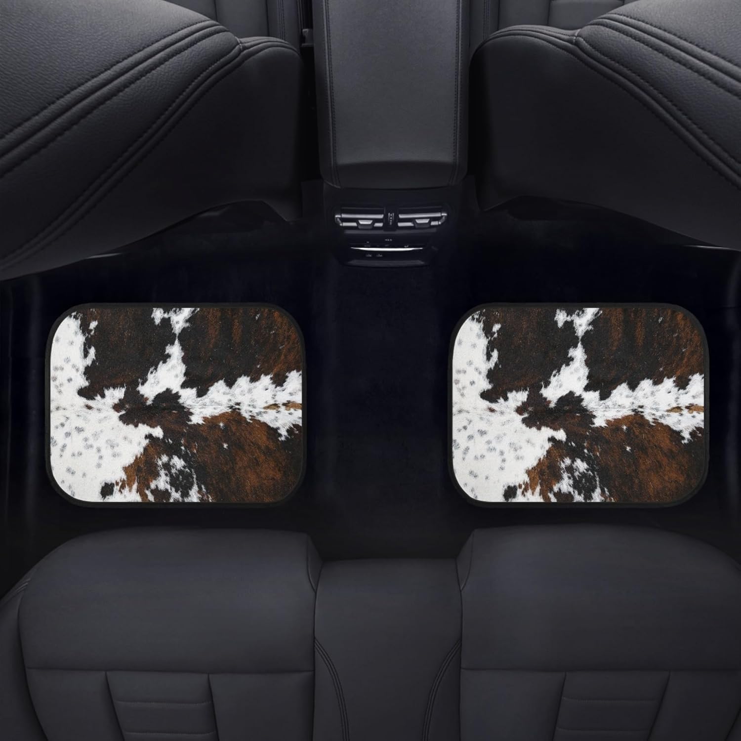 Cow Print Car Floor Mats Universal Abstract Cow Fur White Black Brown Print Farmhouse Animal Skin Texture Floor Mats for Cars Front Rear Car Foot Mats Rugs Cute Car Accessories for Trucks - Image 4