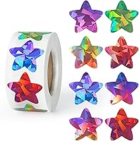 Vista 1 de 500 calcomanías de estrellas multicolor para recompensas infantiles, calcomanías holográficas de estrellas de 1 pulgada para bricolaje