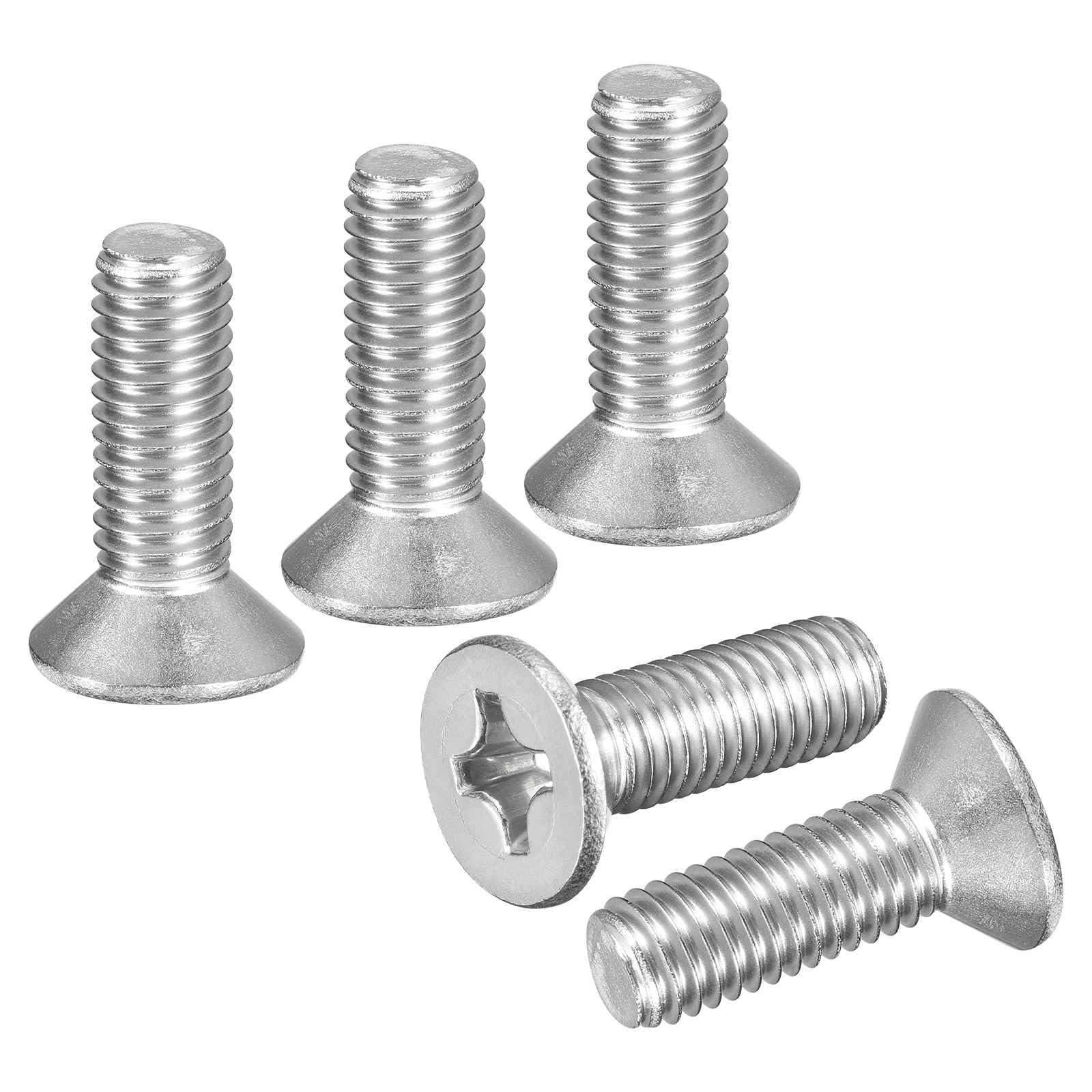 DTGN M8-1.25x25 Flat Head Countersunk Machine Screws - 10pcs - Good for Furniture and Machinery - 304 Stainless Steel Phillips Machine Screws Bolts - Silver