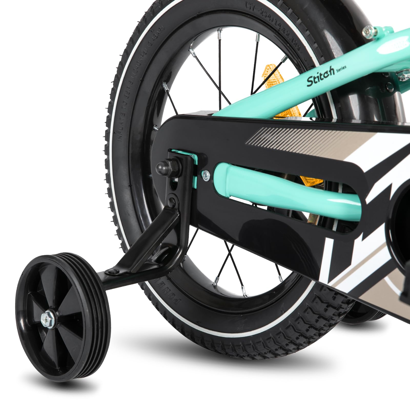 STITCH 14 Zoll Kinderfahrrad für 3-5 jährige Jungen, 14' Zoll Fahrrad für Jungen mit Stützrädern, Grün