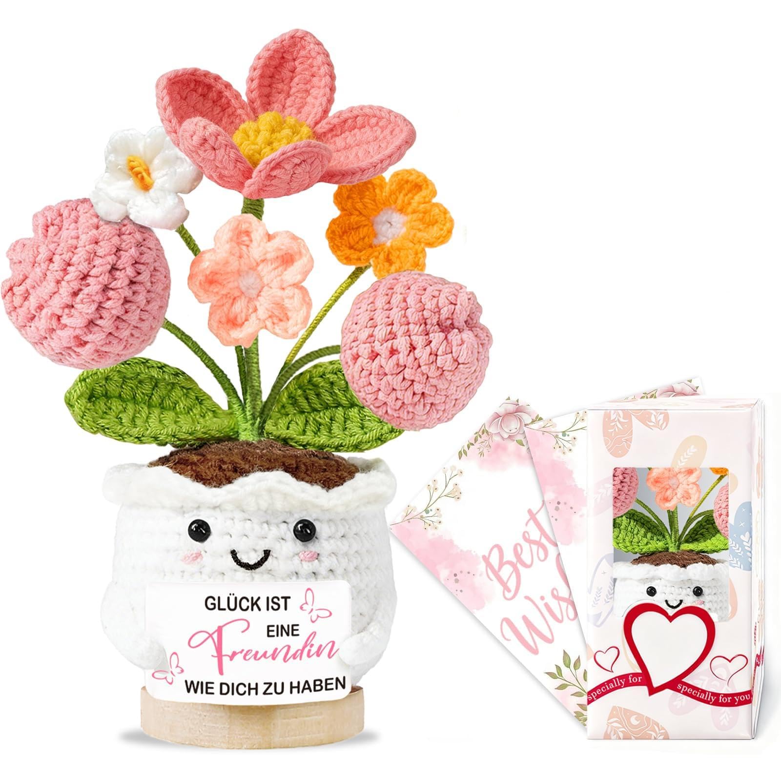 Geschenke für Frauen Gehäkelte Herz Deko Geburtstagsgeschenk für Frauen Kleines Glücksbringer Beste Freundin Gute Besserung Geschenke Pocket Hug Mutmacher Geschenk Weihnachten Valentinstag Muttertag