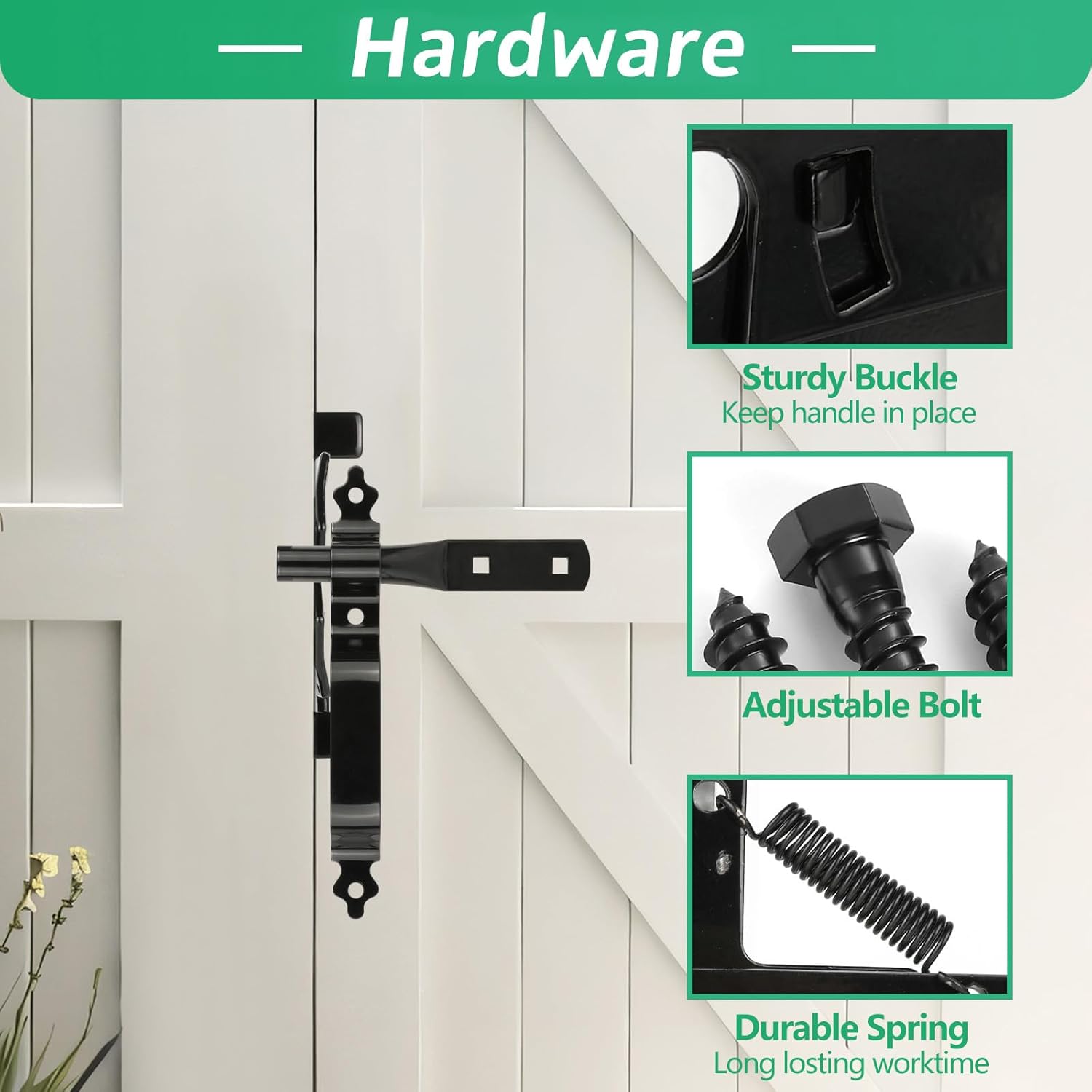 Heavy Duty Self-Locking Gate Latch for Wooden Fence, Post Mount Automatic Gate Lock Gravity Fence gate Hardware for Secure Pool, Outdoor Garden, Metal Gates Vinyl Fences, Black Finish