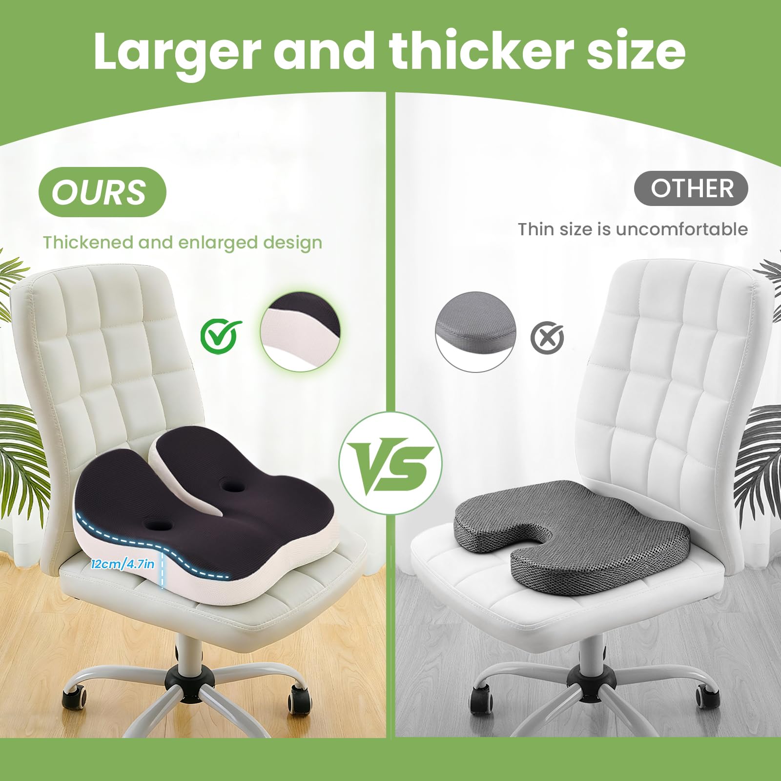 Coussin Chaise Bureau, Coussin Ergonomique Assise, pour Dispersion de la Pression Coccyx, Fesses,adapté aux chaises de Bureau, Voitures,Gaming,Fauteuil Roulant
