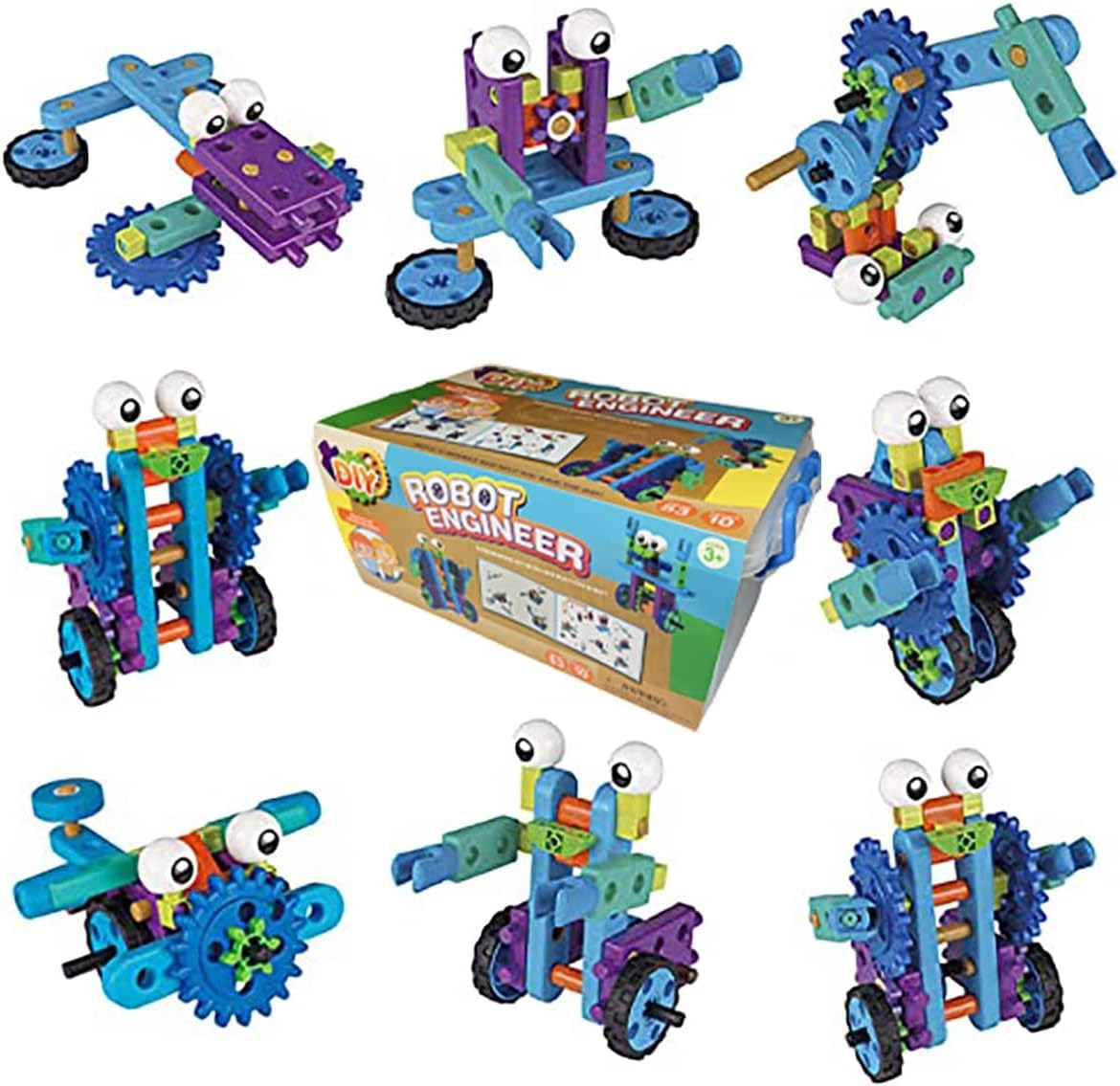 Kidoloop 53 Pieces Robot Engineer Kit, Build Your Own Robot, Science Engineering Experimental