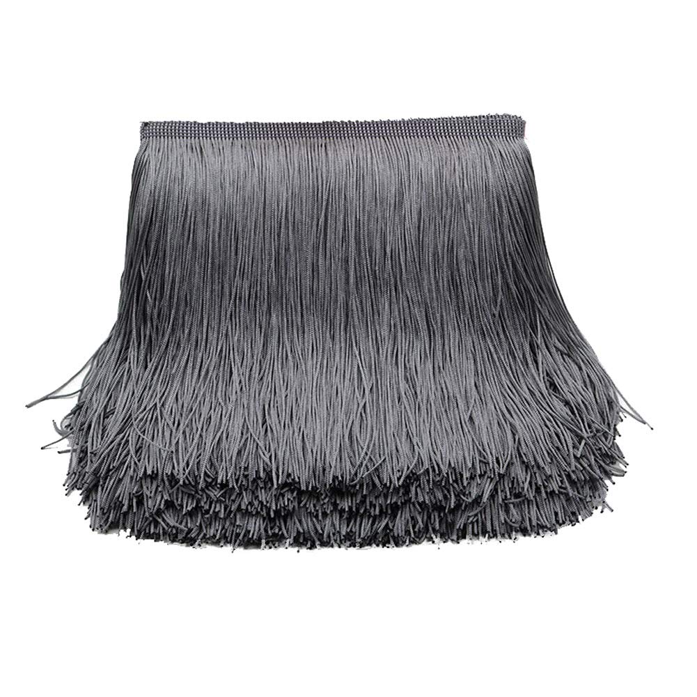 AMIZOB Pack of 5yards Tassle Fringe Trim for Latin Dress Wedding Dress (deep Gray)
