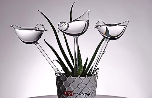 Miniatura 4 de Pájaros de vidrio duraderos, globos de riego para plantas, pajitas de riego automático, paquete de 3 regalos para jardineros, bombillas de riego de