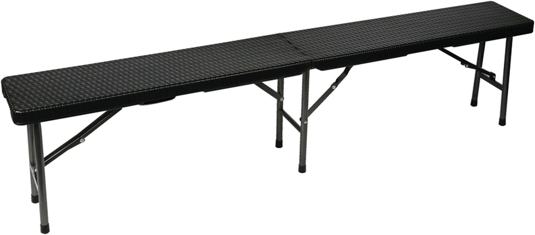 TOOLLAND FP160R Toolland Folding Bench, Rattan Look, Black, 180 cm x 25 cm x 43 cm
