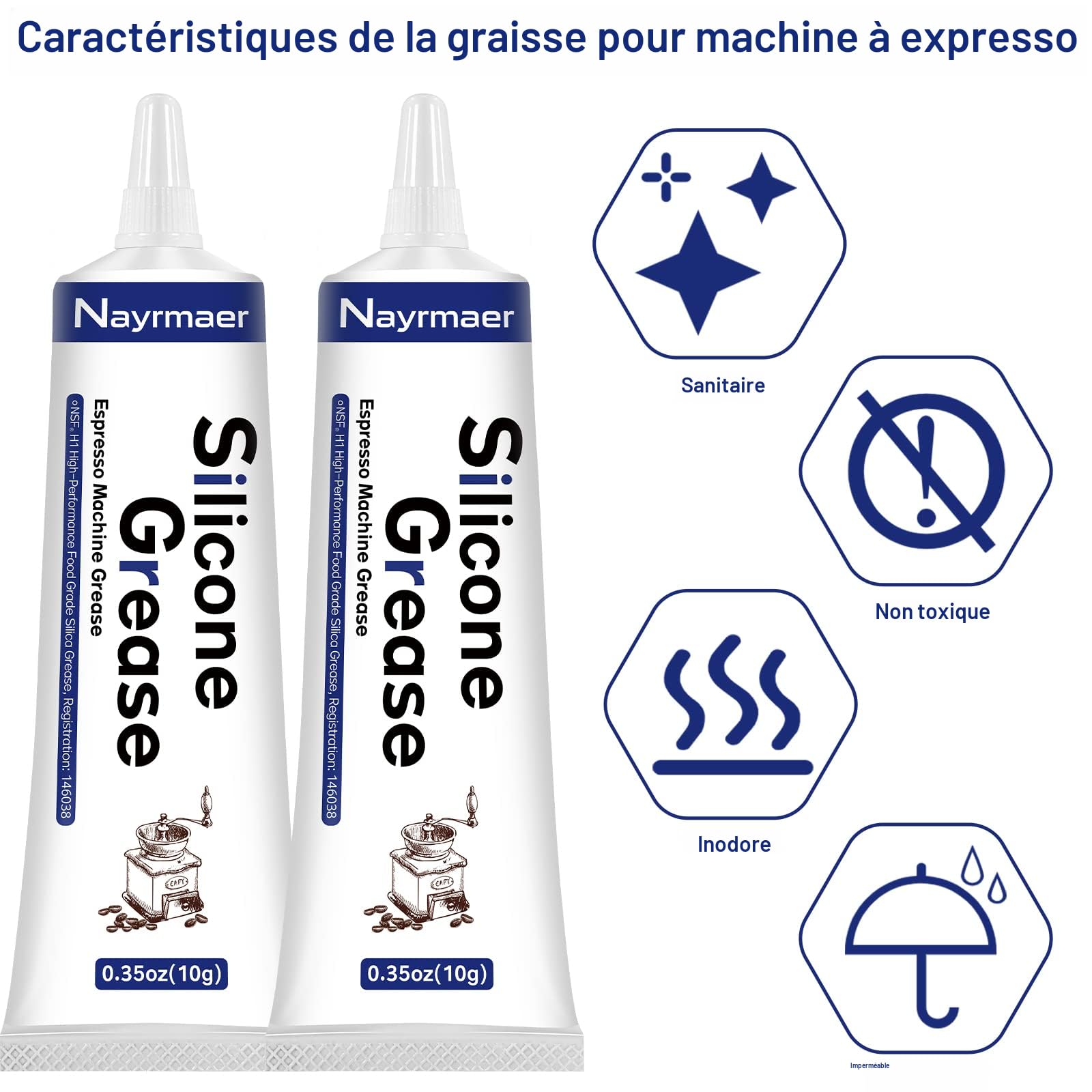 Tube Graisse Alimentaire Silicone 5g - Pour Robot Broyeur Café Saeco, Philips, Gaggia... - Neuf