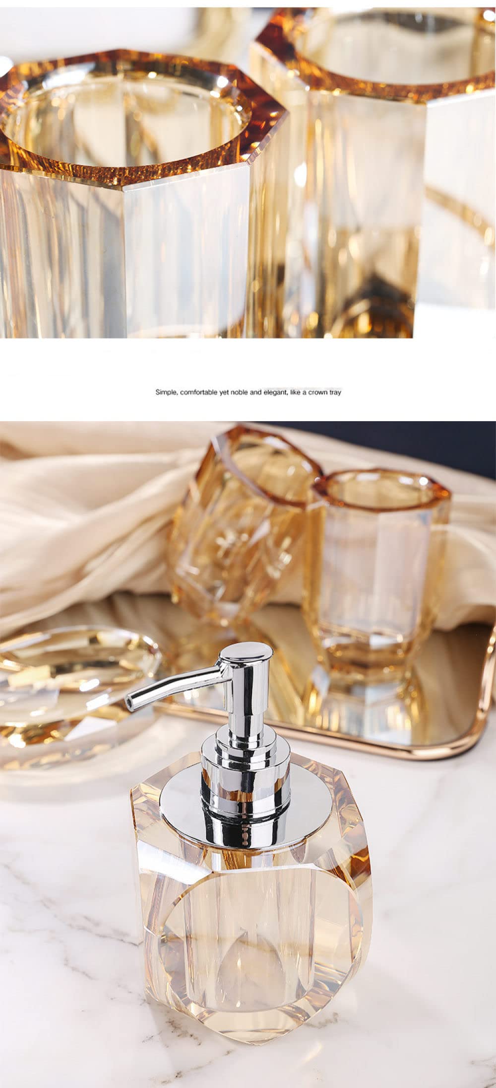 Seifenspender aus Kristallglas, Modernglamouröser Champagner Luxuryspülmittel Spender für Küche, Dekorative Geschnittenem Diamond Quadratpumpflasche aus Glas Flüssigseifenspender für Küche,Br