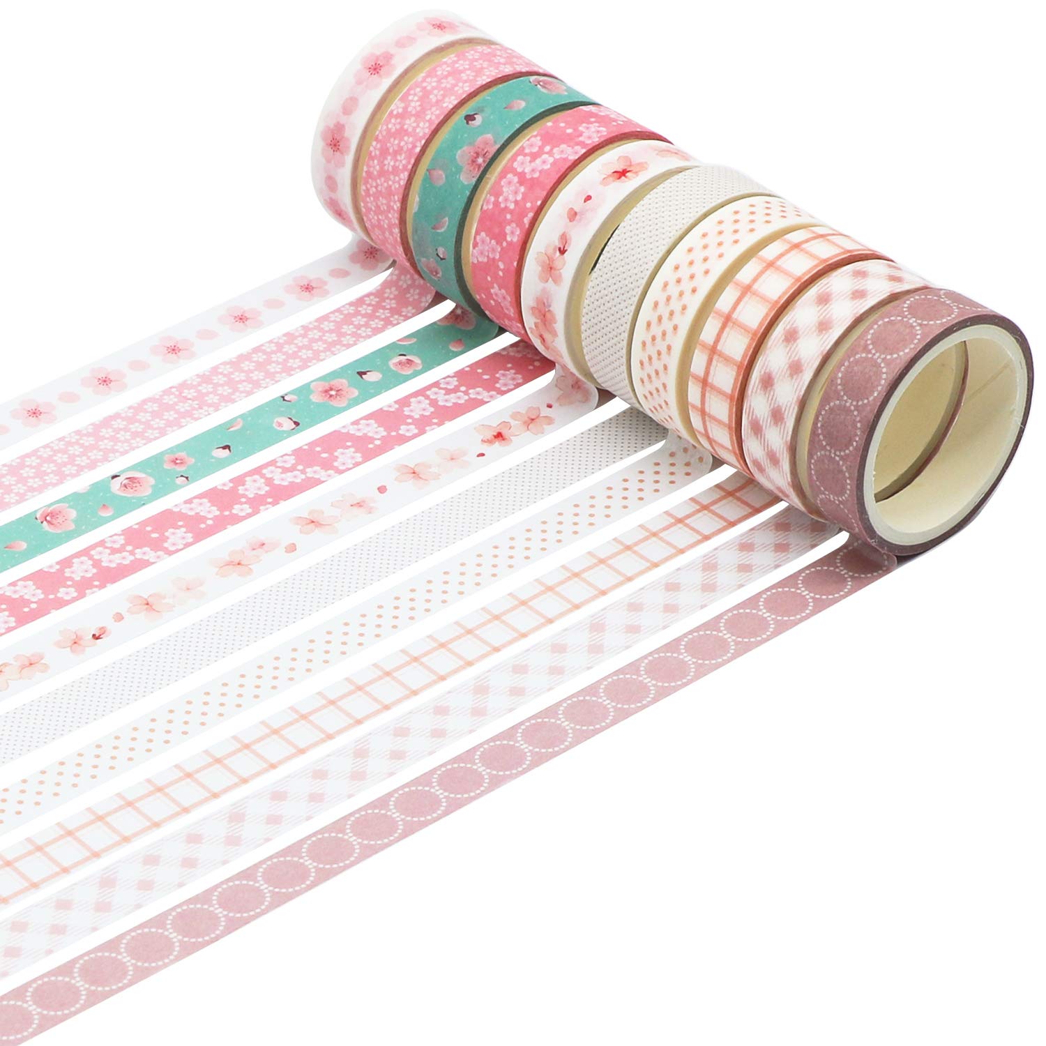 Knaid Zestaw 40 rolek cienkiej taśmy Washi, dekoracyjne taśmy papierowe o szerokości 10 mm, do scrapbookingu, sztuki i rękodzieła, dziennika kuloodpornego, planera, dziennika śmieci, notatników