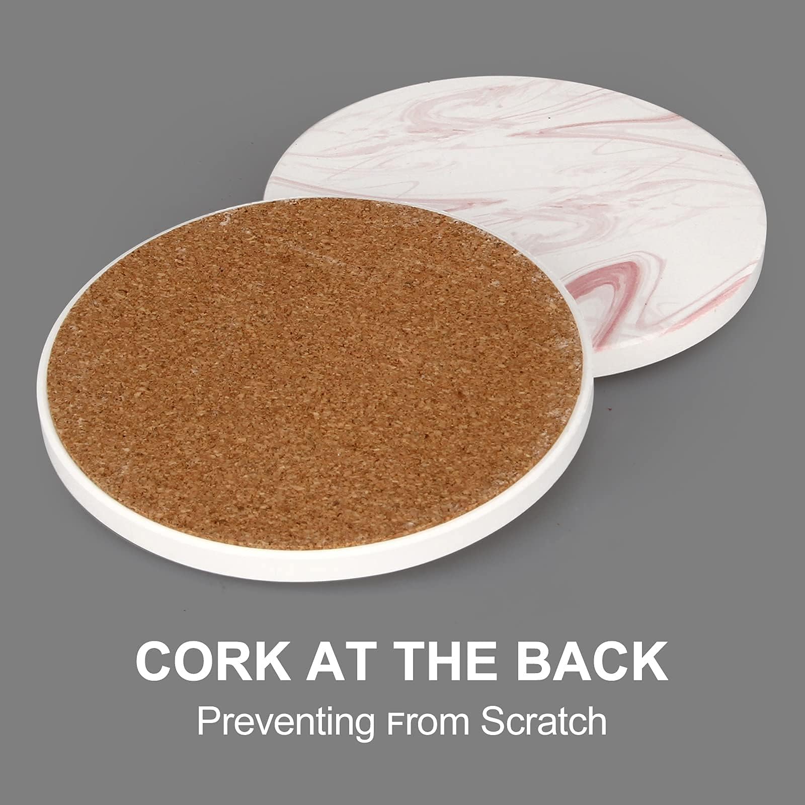 Set Di 4 Sottobicchieri In Marmo Rosa Con Supporto - Assorbenti E Ceramica Per Scrivania, Regalo Estetico Per Donne