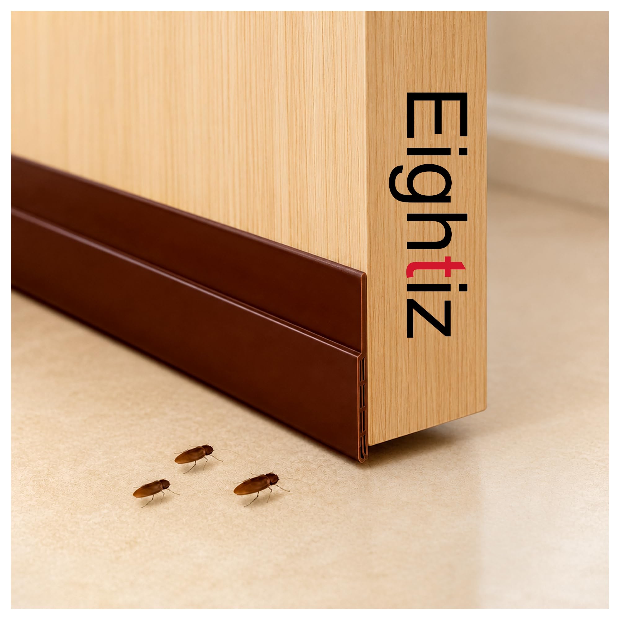 Eightiz Silicone Door Bottom Under Gap Filler Rubber Door Sealing Strip for Cockroach & Insect Protection, Rat Protector, Air & Dust Sealing Brown, 39 Inch (Pack of 2)