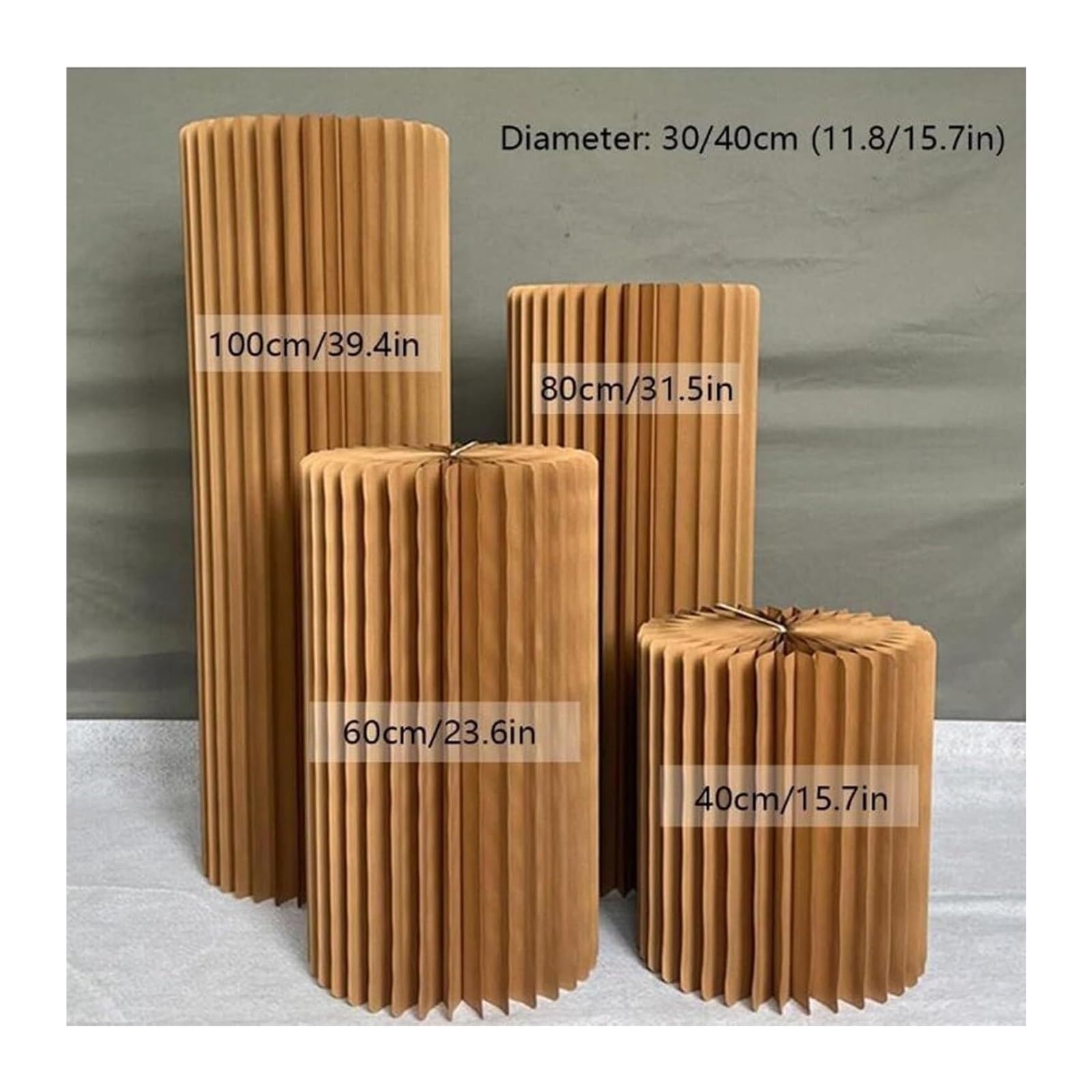 Składany okrągły stojak z kolumnami tektury, cylindryczne stoły na imprezy, urodziny, wesela, ekspozycja(4pcs,Diameter 50cm)