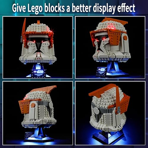 Miniatura 5 de Vaodest Luz LED para Lego Clone Commander Cody Helmet 75350 Juego de modelos de bloques de construcción, diseño y configuración compatible con el