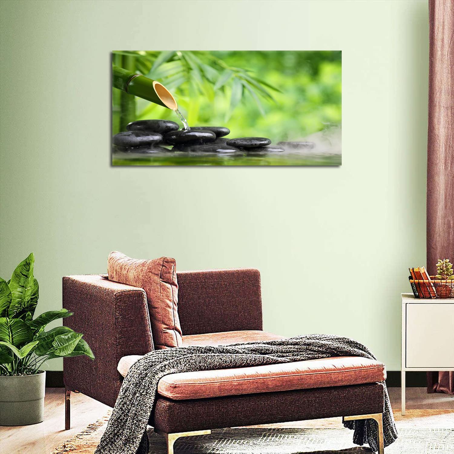 Amazon.com: AIYISU Zen Stones Canvas Wall Art Green Bamboo