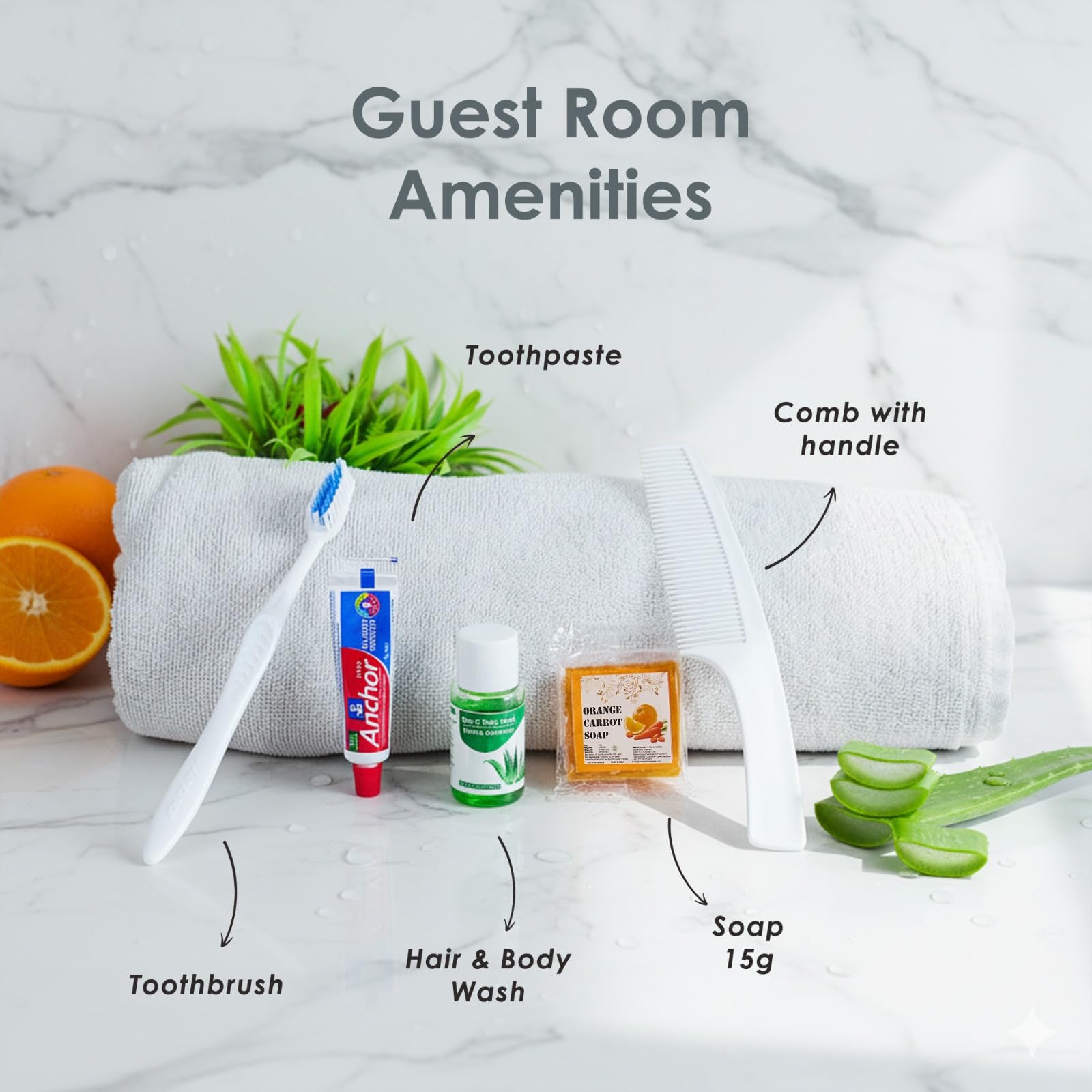 Sevenhills Toiletries 50 Sets | Hotel Guest Amenities Kit | Polypack Travel Toiletry Kit for Hotels, Guest Houses, Weddings, Hospitals | Toothbrush, Toothpaste, Soap, 2-in-1 Hair & Body Wash, Comb 2