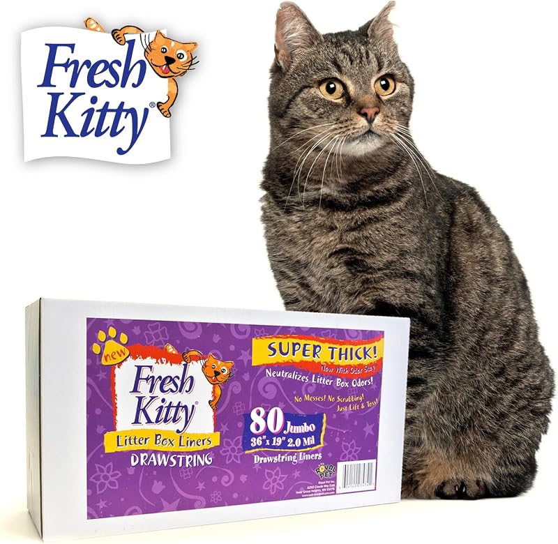 Forro Jumbo para Caixa de Areia de Gatos Fresh Kitty Super-resistente com Cordão e Aroma, 80 unidades