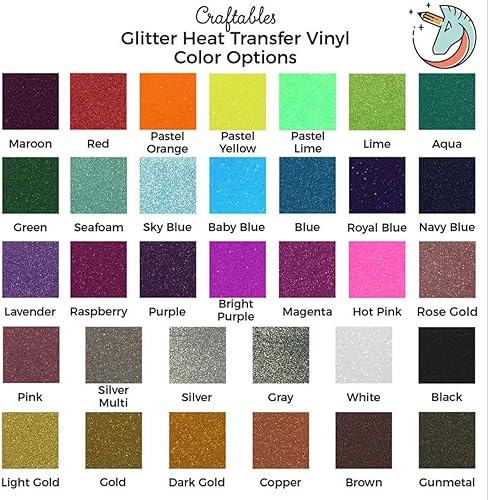 Miniatura 5 de Craftables Vinilo de transferencia de calor con purpurina aguamarina, HTV  5 hojas brillantes fáciles de desmalezar, vinilo para plancha para