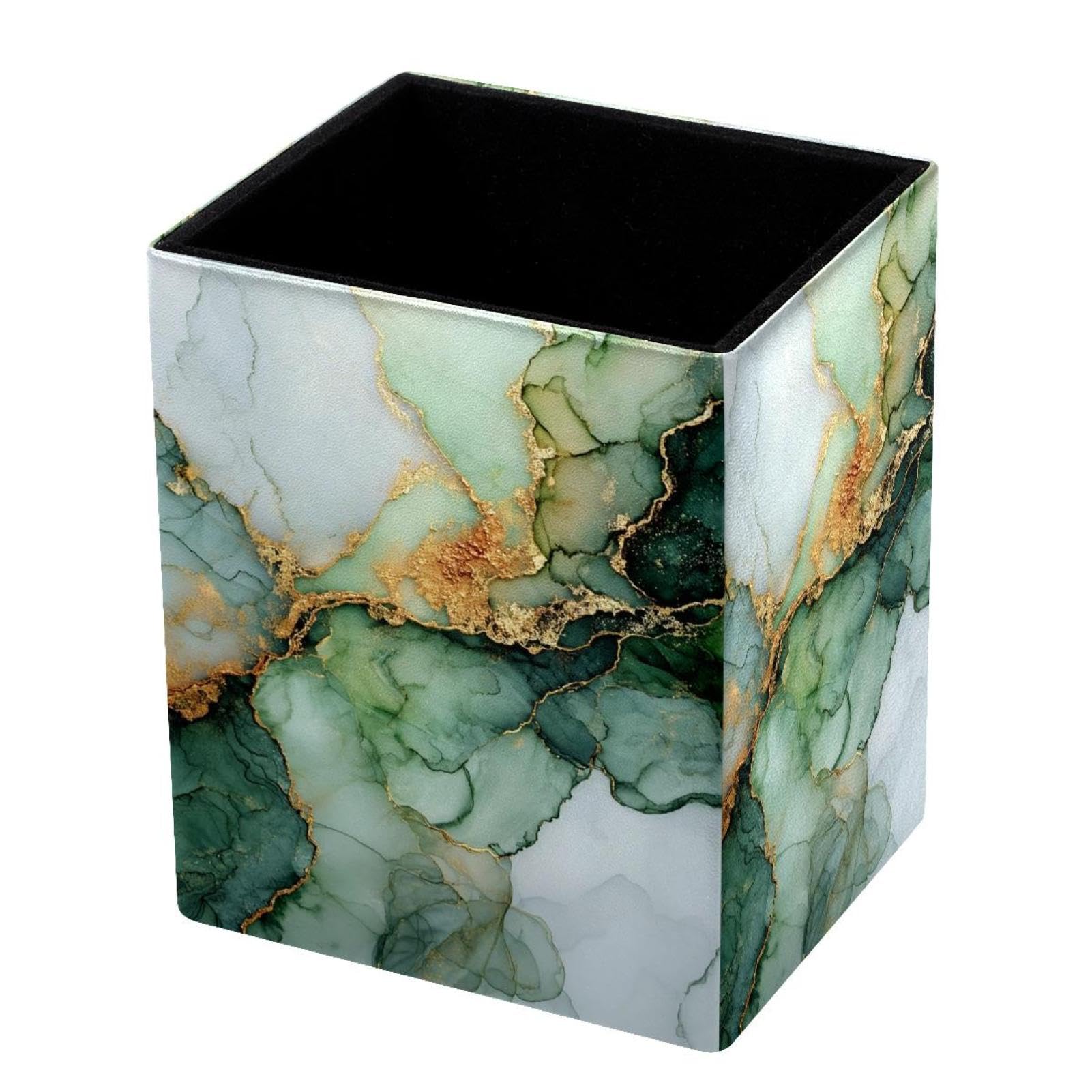 VAPOKF Pencil Holders for Desk, Marble Texture Printed Pen Holders Pen Pot Makeup Brushes Storage Desktop Stationery Supplies Organiser for Home Office