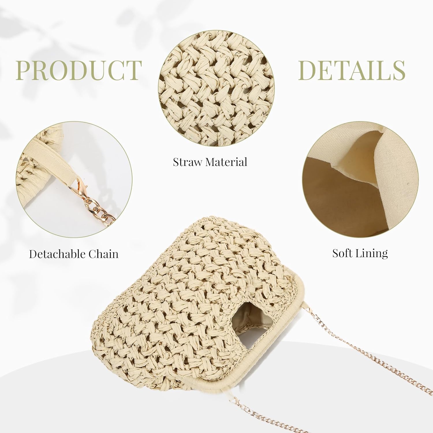 Emprier Straw Clutch Purses for Women Dumpling Bag Summer Beach Woven Handbag
