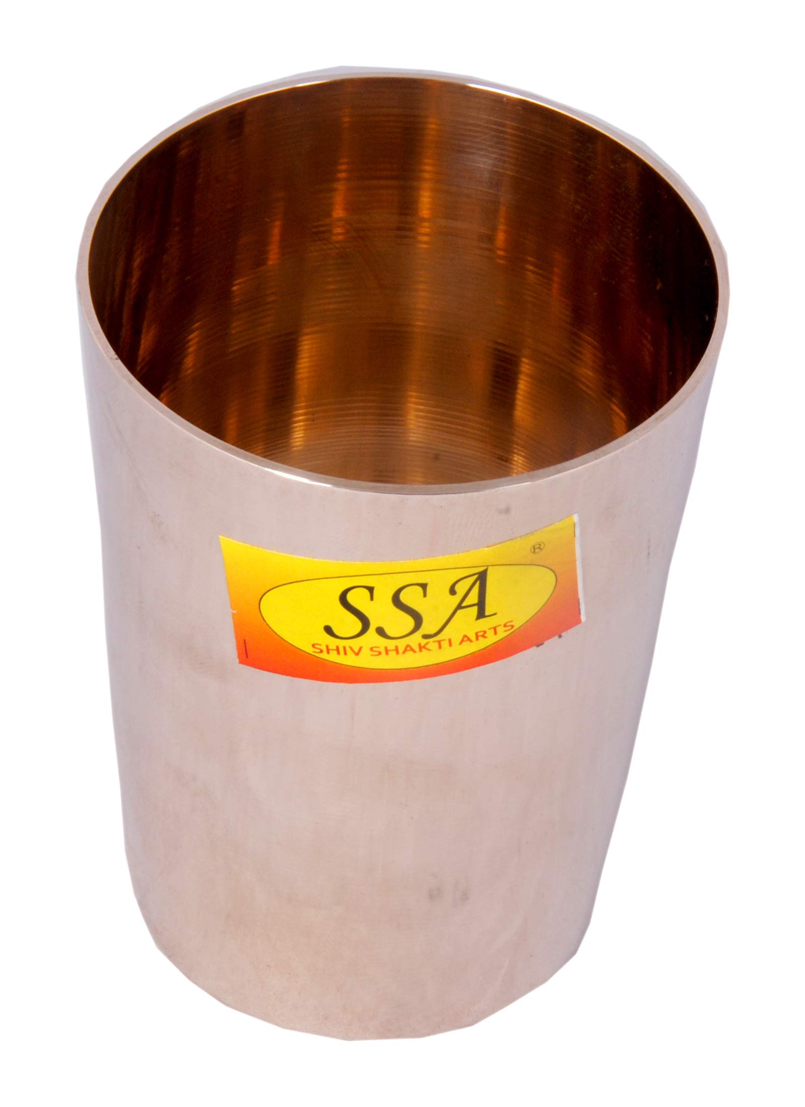 Shiv Shakti Arts® Pure Bronze Kansa Tumbler Glass for Drinking Serving Water, (Kansi, Luxury Design Vol - 300 ML) - 1 Piece