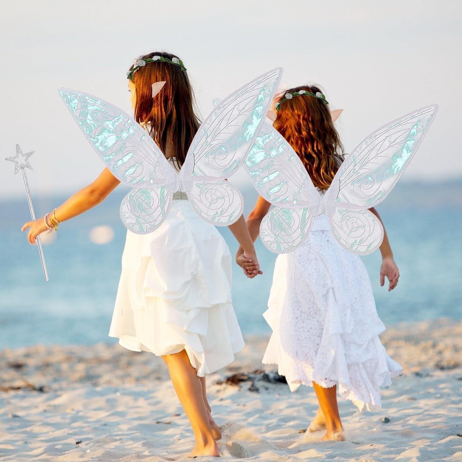 Set Ali Da Fata Con Bacchetta E Orecchie - Costume Per Bambini E Adulti, Carnevale E Halloween - Foto 6