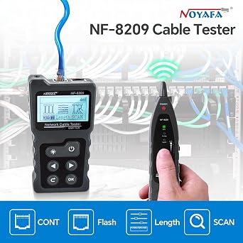 NOYAFA NF-8209 Network Cable Tester with PoE Testing, Length Test, NCV& Lamp, Ethernet Wire Tracker Network Cable Tester for LAN CAT5 CAT6 Tracker