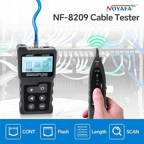 NOYAFA NF-8209 Network Cable Tester with PoE Testing, Length Test, NCV& Lamp, Ethernet Wire Tracker Network Cable Tester for LAN CAT5 CAT6 Tracker