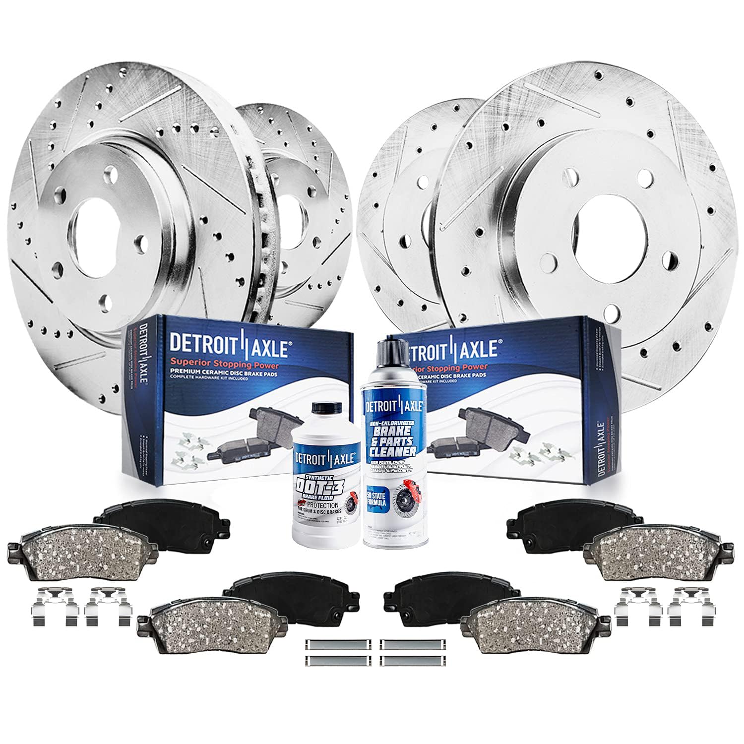Detroit Axle - 4WD Brake Kit for Ford Explorer Sport 2001-2002 Disc Brake | Rotors Ceramic Brake Pads w/Hardware Front and Rear Replacement