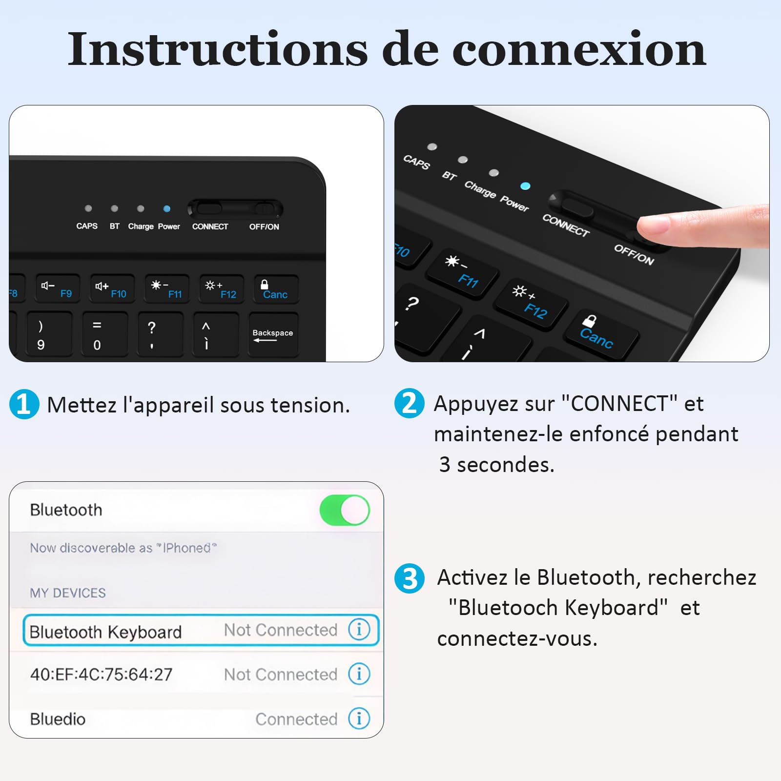 Tastiera Wireless Bluetooth Ricaricabile Ultra Sottile Compatta per Tablet Samsung, iPad, Android, Windows - Layout Italiano